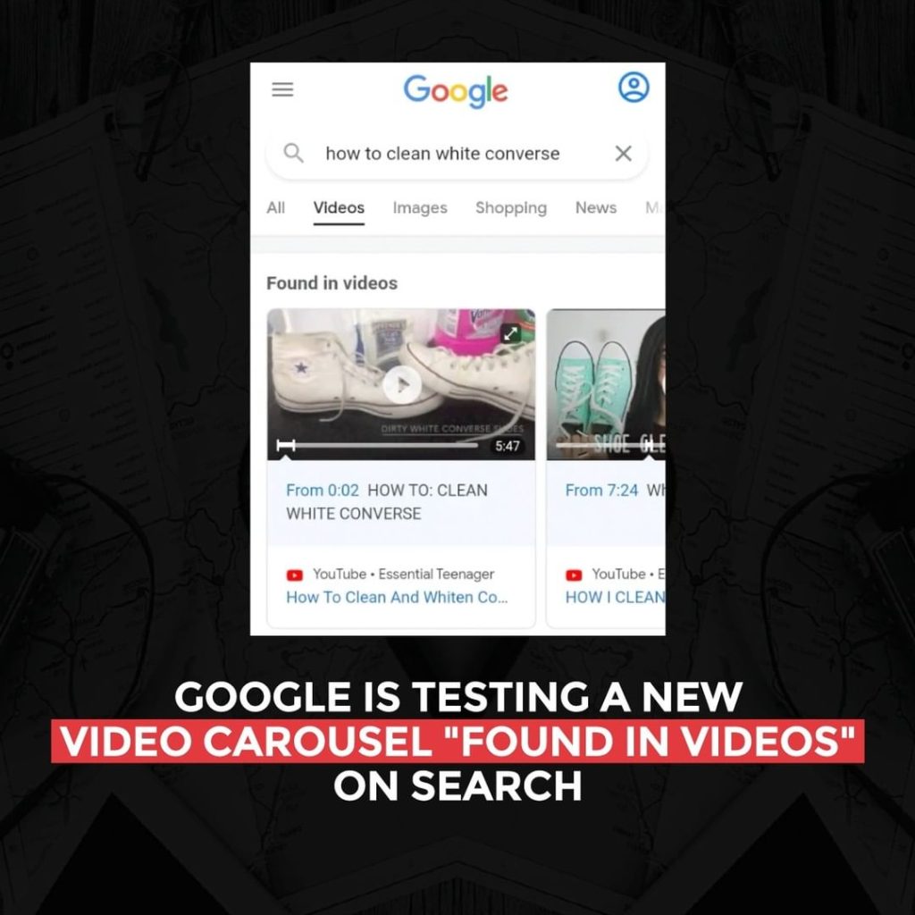 Google está probando un nuevo carrusel de videos "Encontrado en videos" en la Búsqueda