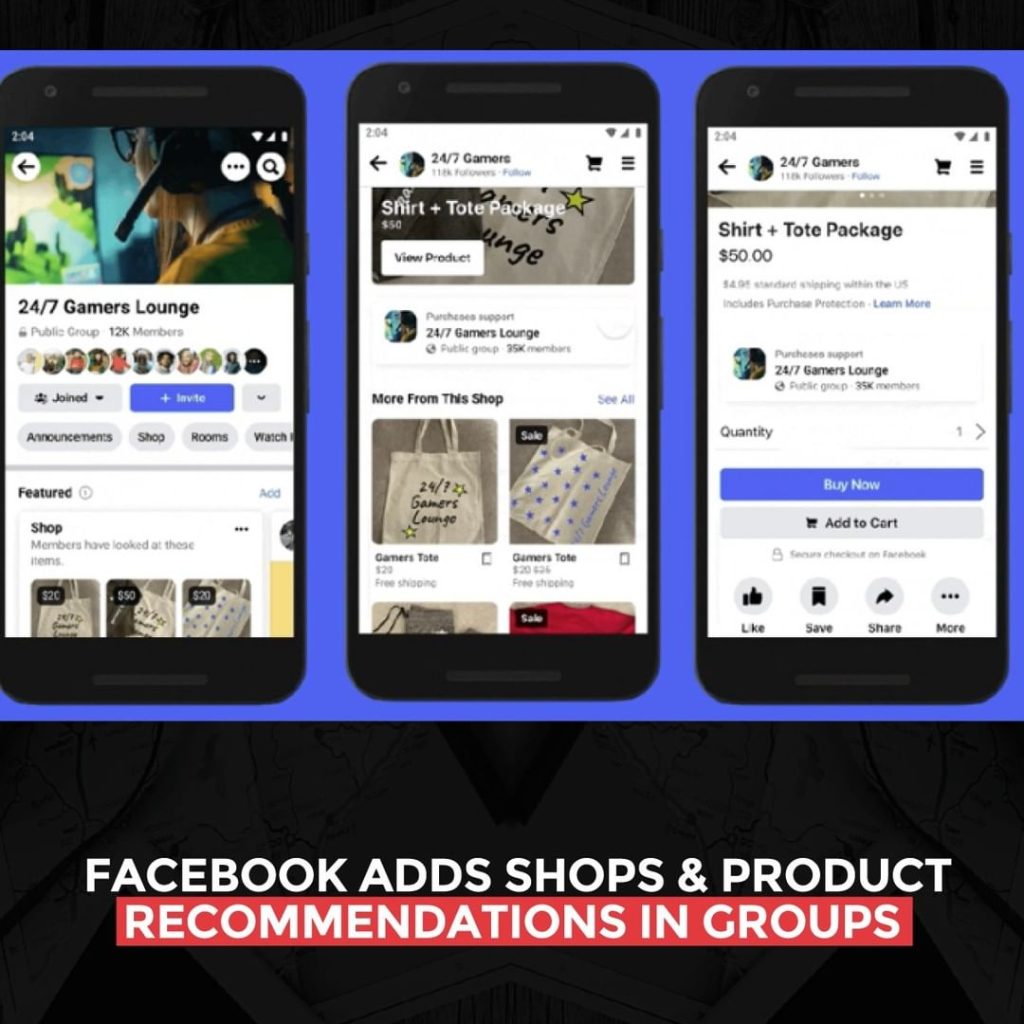 Facebook เพิ่มร้านค้าและการแนะนำสินค้าใน Groups