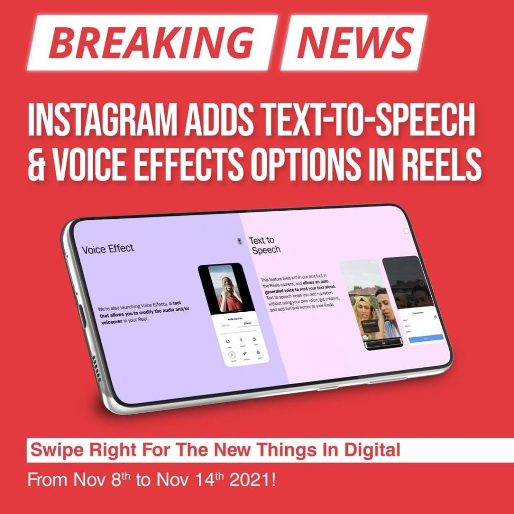 Instagram agrega opciones de texto a voz y efectos de voz en Reels