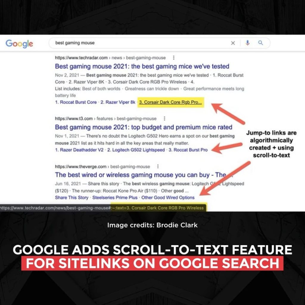 Google fügt Scroll-to-Text-Funktion für Sitelinks in der Google-Suche hinzu