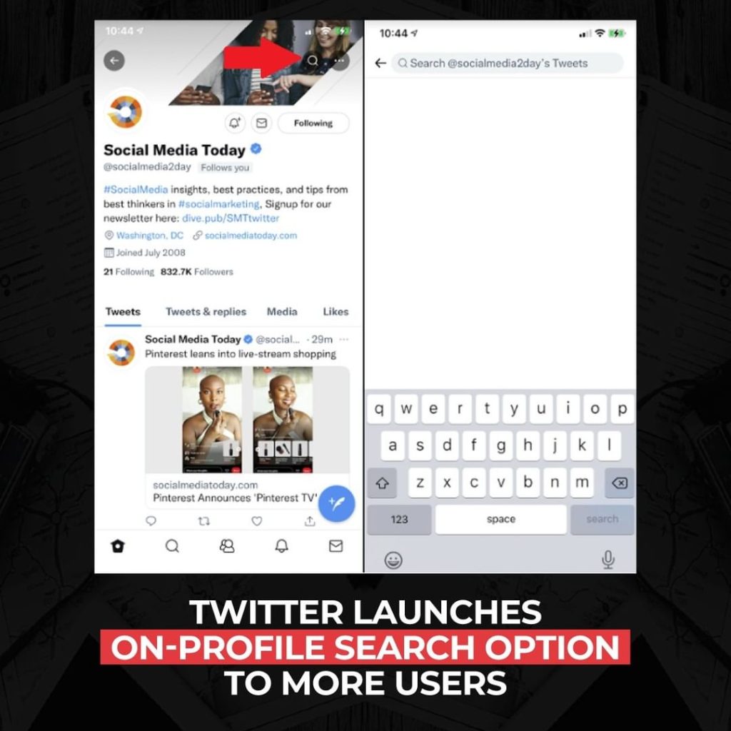 Twitter, daha fazla kullanıcı için profilde arama seçeneğini başlattı