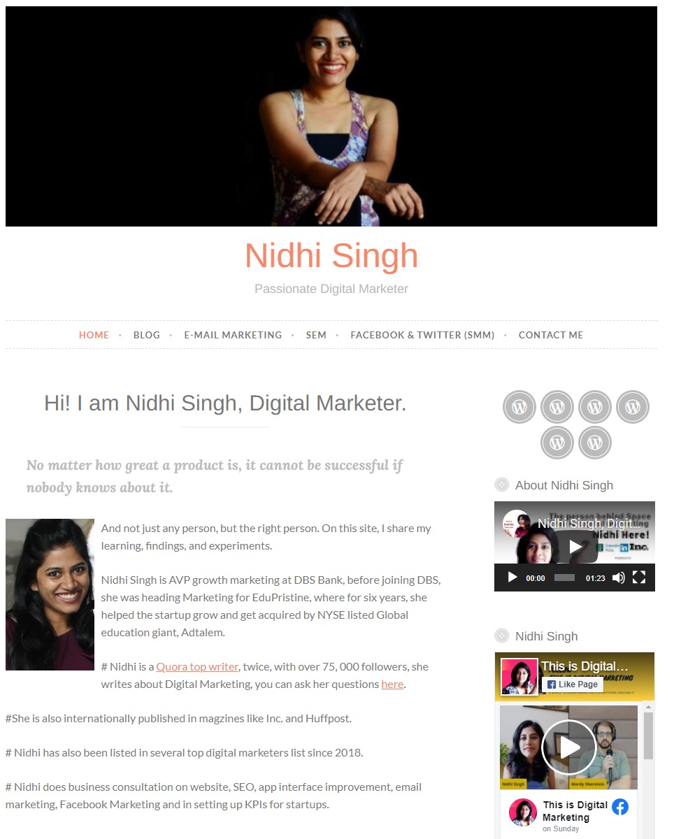 Nidhi-Singh - Blogger de marketing digital da Índia