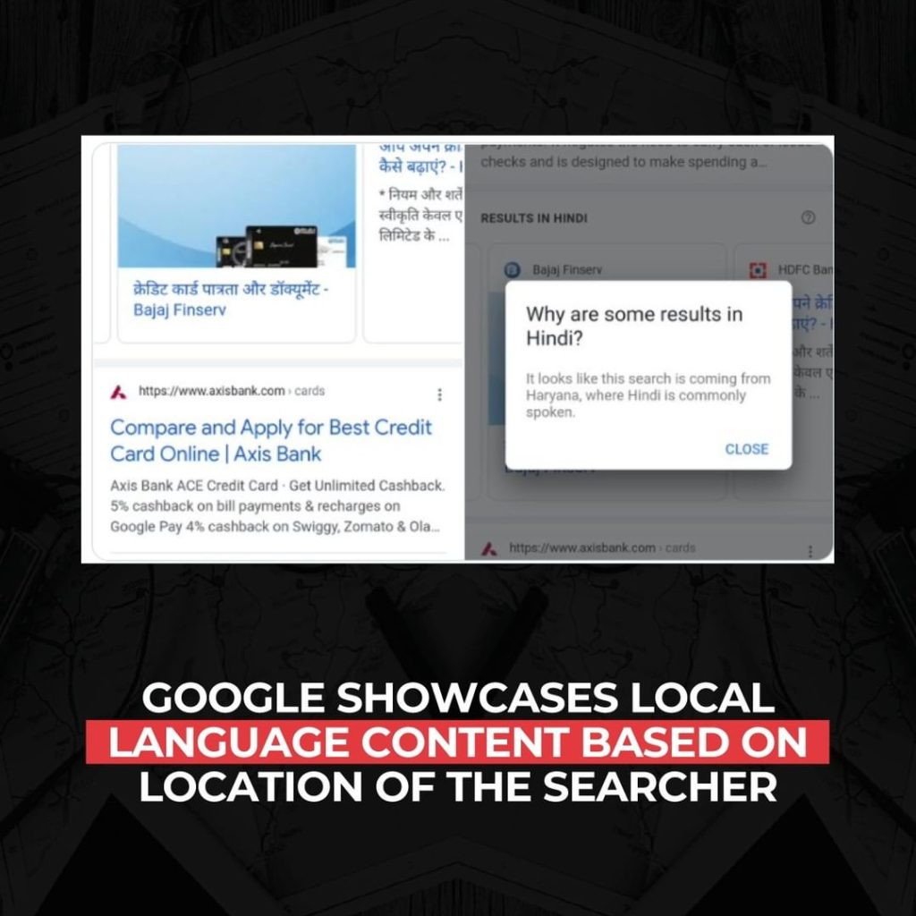 Google présente le contenu en langue locale en fonction de l'emplacement du chercheur