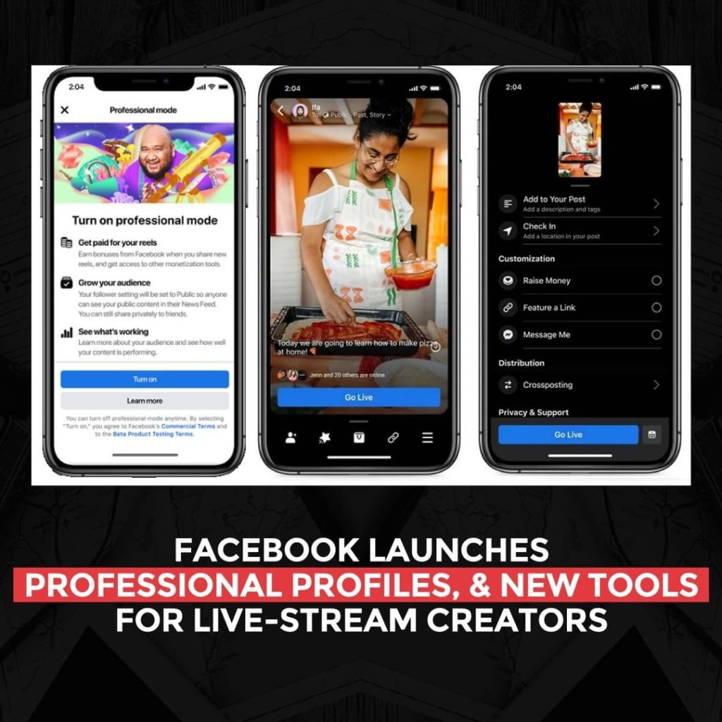 Facebook führt professionelle Profile ein; und neue Tools für Live-Stream-Ersteller