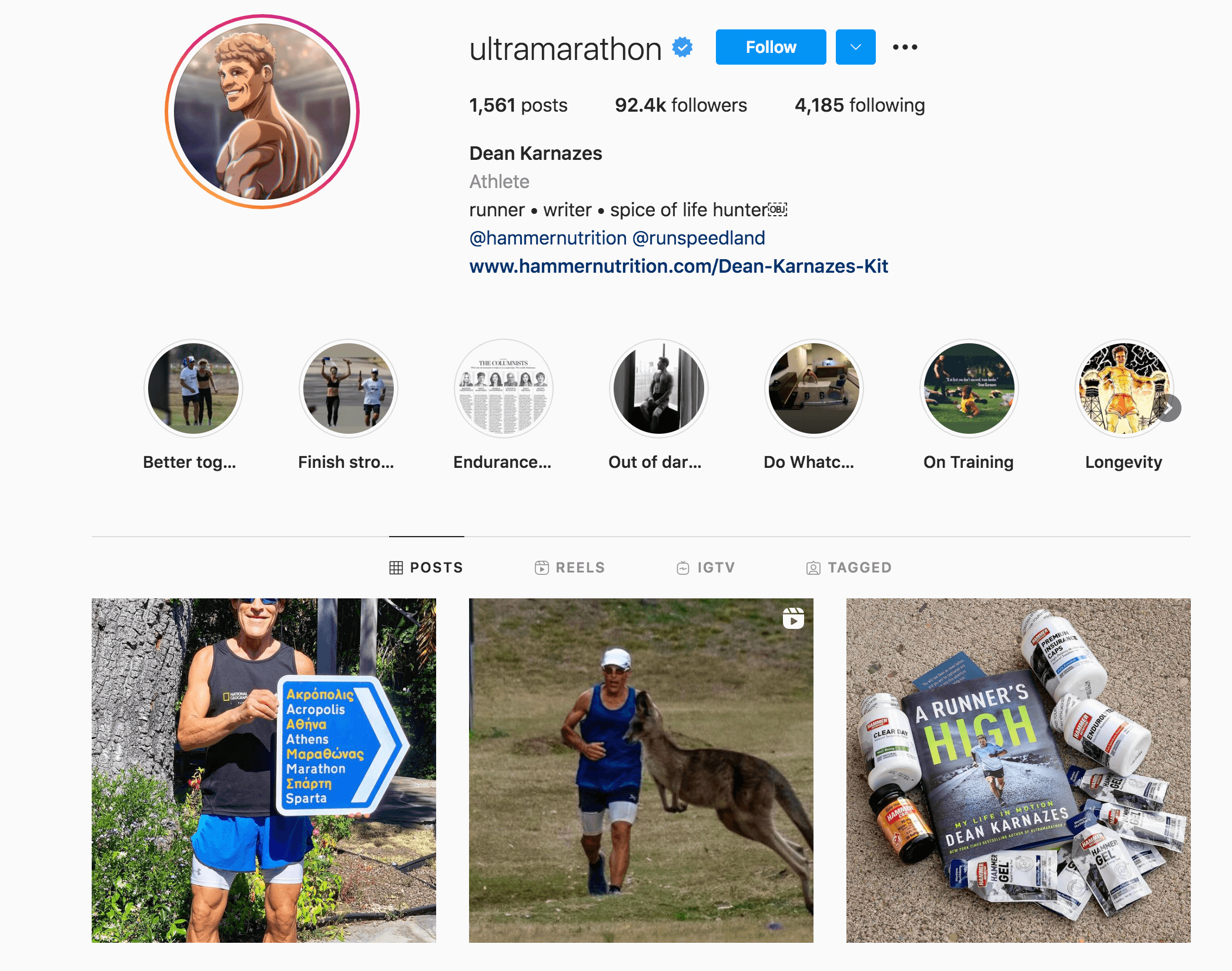 Profil Instagram Dean Karnazes