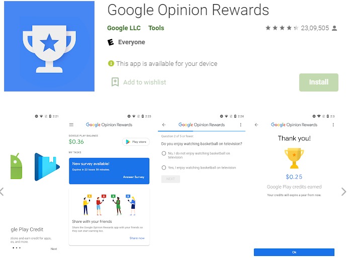 GoogleOpinionRewards-インドのお金を稼ぐアプリ