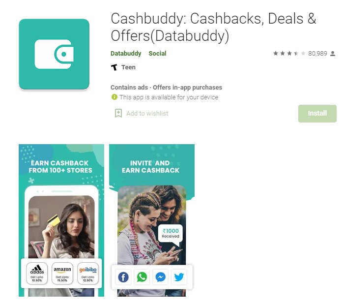 Cashbuddy - приложение для заработка денег в Индии