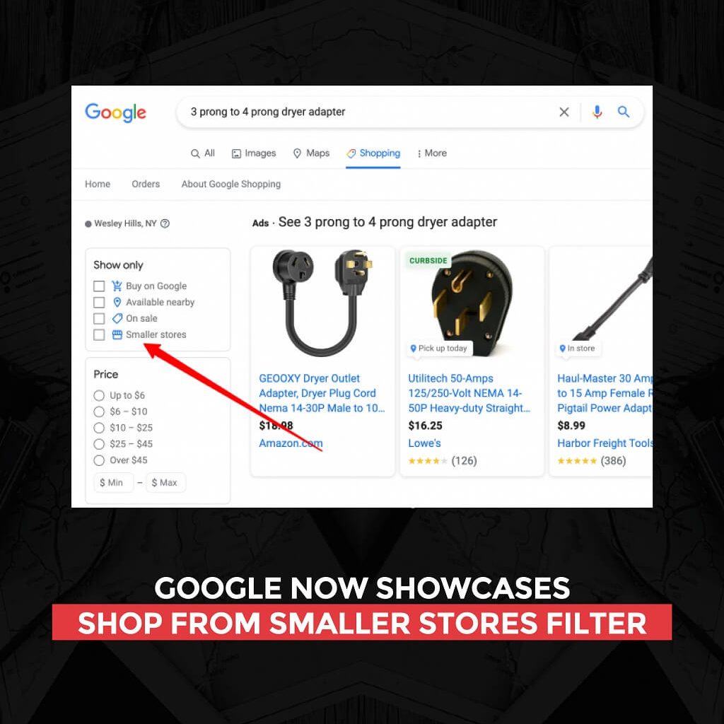 Google präsentiert jetzt Shop-Filter von kleineren Shops