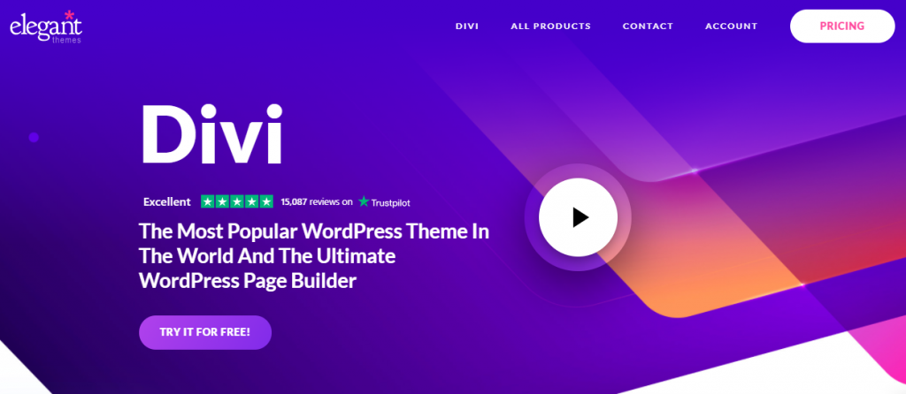 Página do tema Elegant Themes Divi