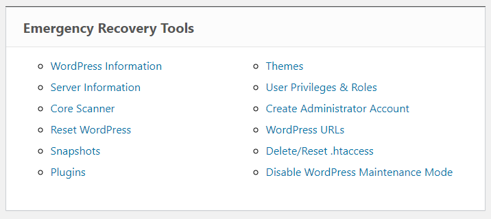 Outils de script de récupération d'urgence