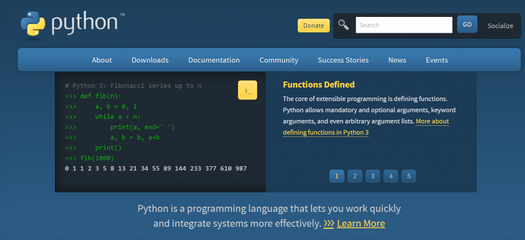 หน้าแรกของ Python