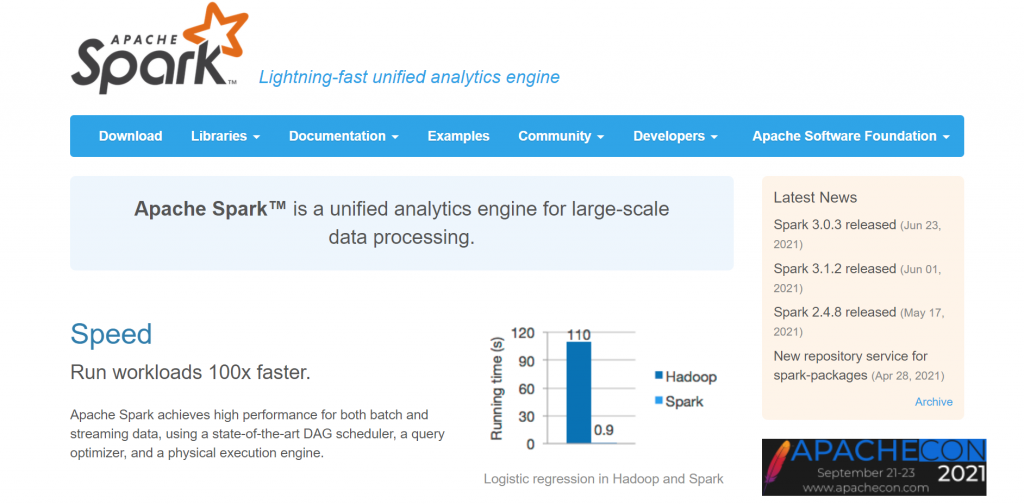 Página de inicio de Apache Spark