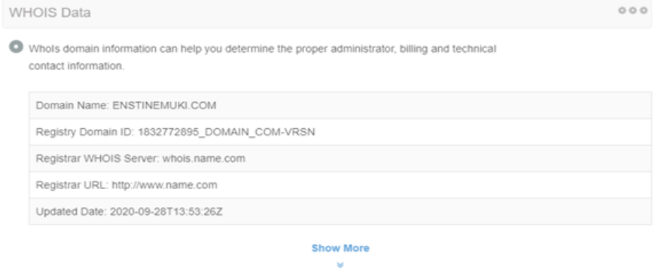 Resultados de datos de WHOIS