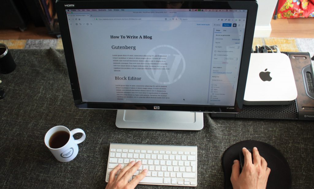 WordPress blogging com editor gutenberg.