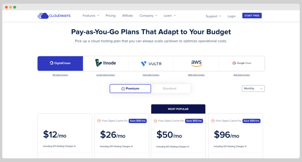 cloudways hosting pricing