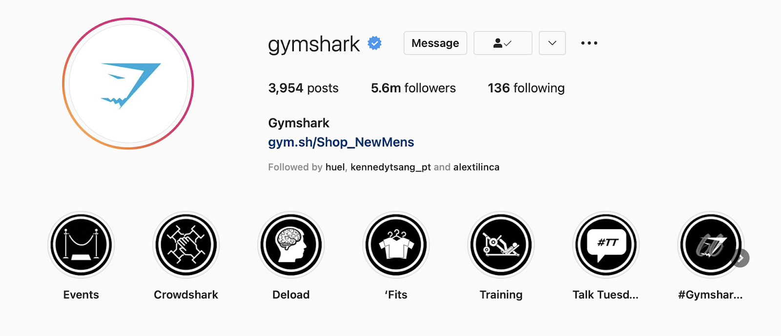 gymshark ig-Profil