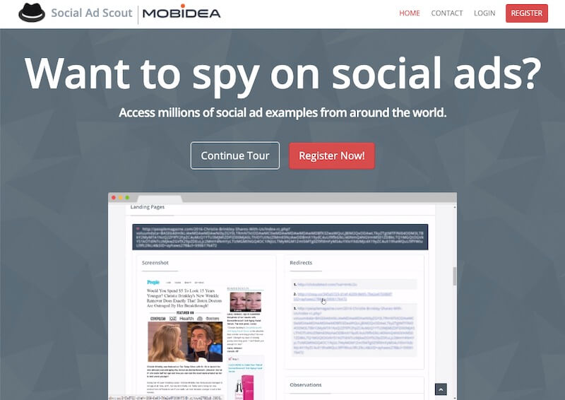 SocialAdScout Espion publicitaire Facebook