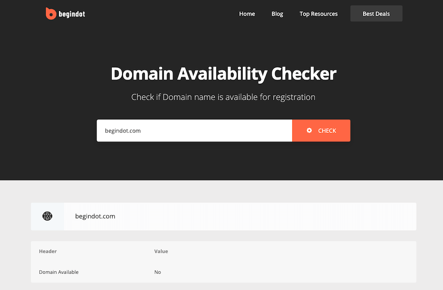 Verificator de disponibilitate a domeniului