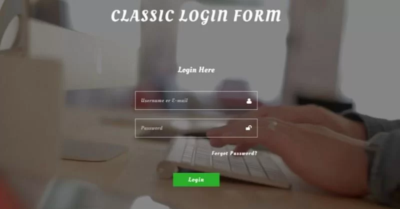 Formulário de login clássico