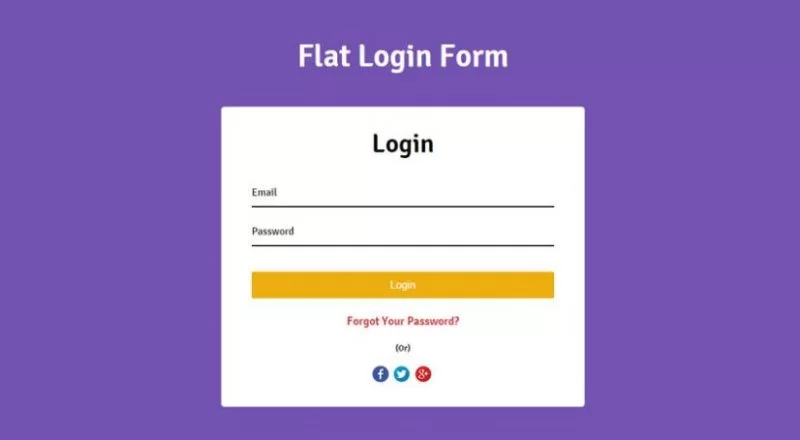 Formulário de Login Plano