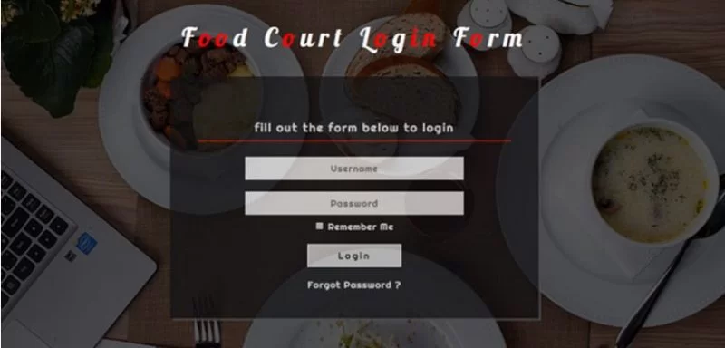 Formularz logowania do Food Court