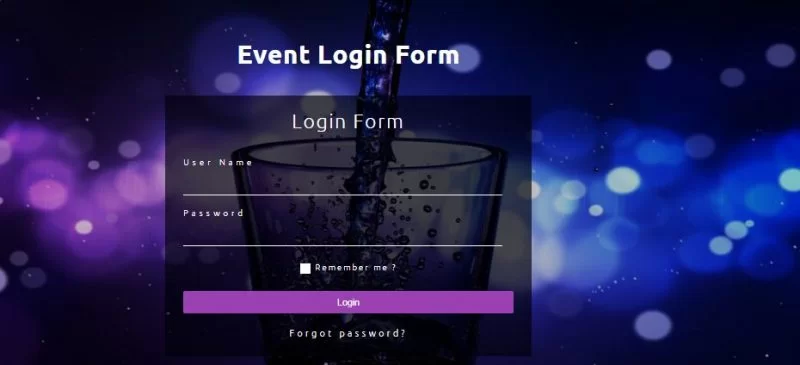 Formulário de login do evento