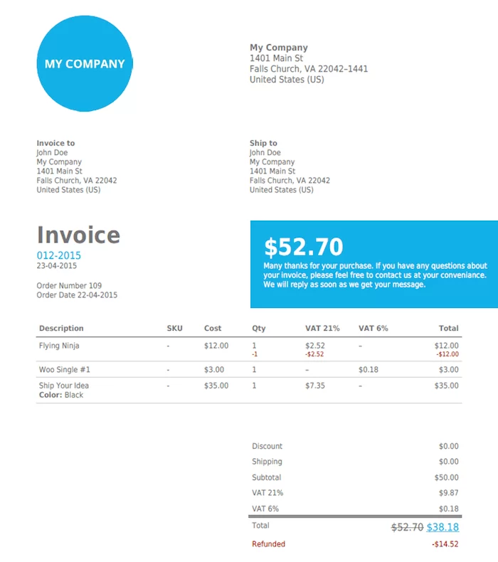 WooCommerce PDF Faturaları