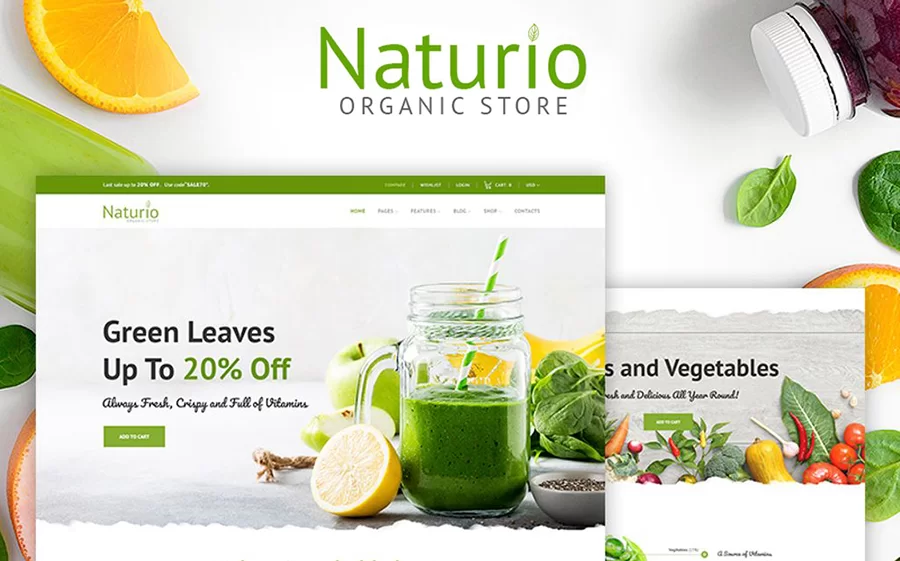 Naturio Food Store Template Elementor WooCommerce Theme