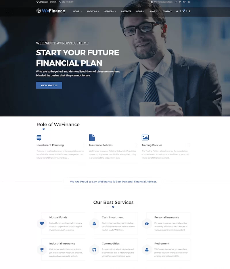 Tema WordPress Finanças Finanças