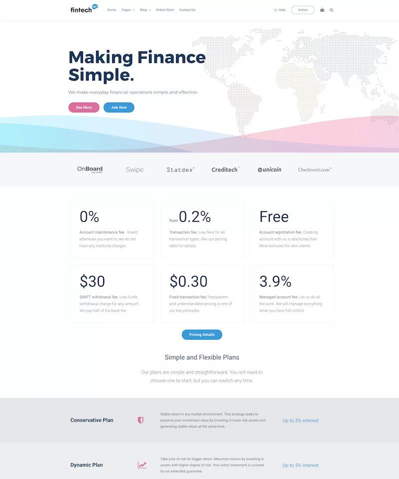 Tema WordPress Fintech WP