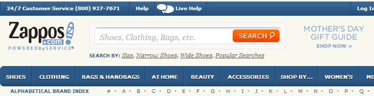 zappos2 - 14 Unconventional Online Shopping Features to Boost Conversions