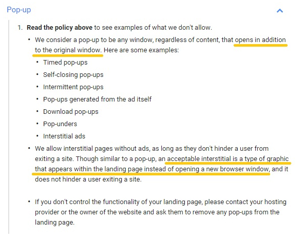 Google popup policy - 5 Actionable Tips To Improve Your Conversion Marketing