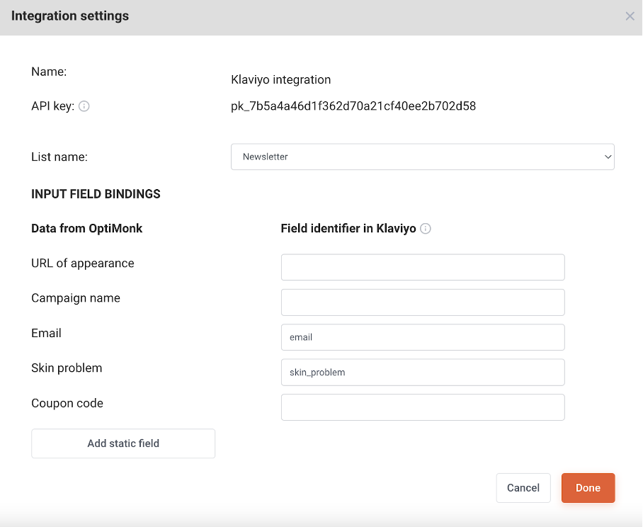 klaviyo optimonk integration 02 - How to Collect Data Through Popups to Personalize Your Klaviyo Email & SMS Flows