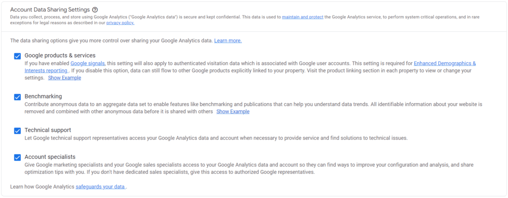 Imagine care arată cum să configurați Partajarea datelor Google Analytics. Parte a tutorialului despre cum să configurați un anunț video YouTube