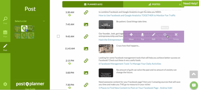 Das Social-Media-Verwaltungs-Dashboard von Post Planner