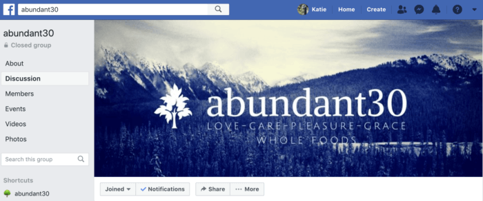 مجموعات Facebook مثل abundant30 تشارك بشكل كبير في المجتمعات عبر الإنترنت