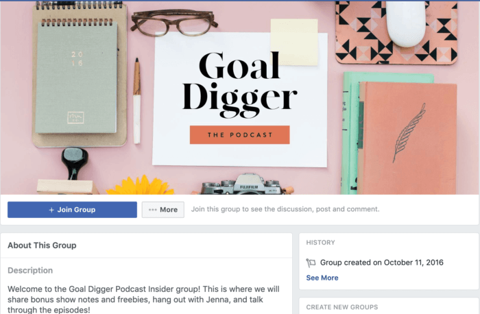 รูปภาพหน้าปกของกลุ่ม Facebook ของ Goal Digger Podcast