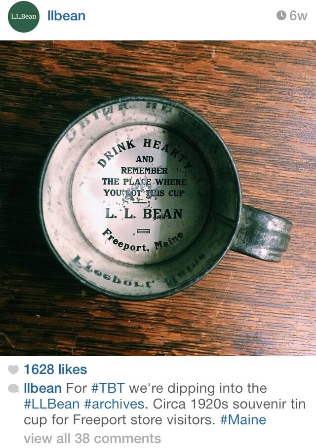 LL Bean ถ้วยดีบุกของที่ระลึกจากปี ค.ศ. 1920