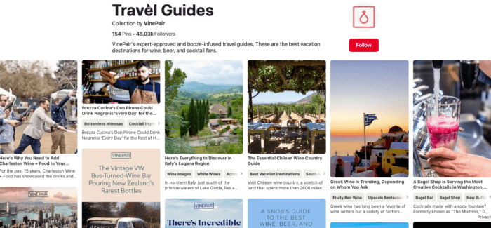 Les guides de voyage de VinePair sont la clé de leur marketing Pinterest