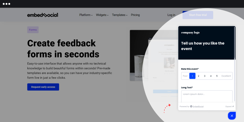 Botão de feedback popover flutuante