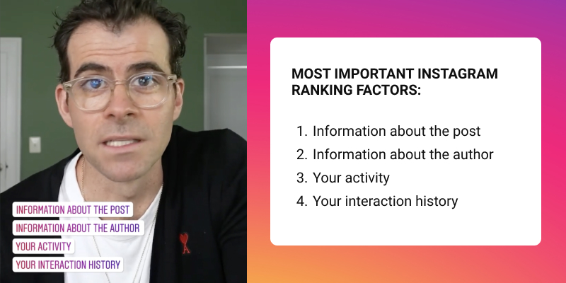 Facteurs de classement Instagram pour le flux et les histoires