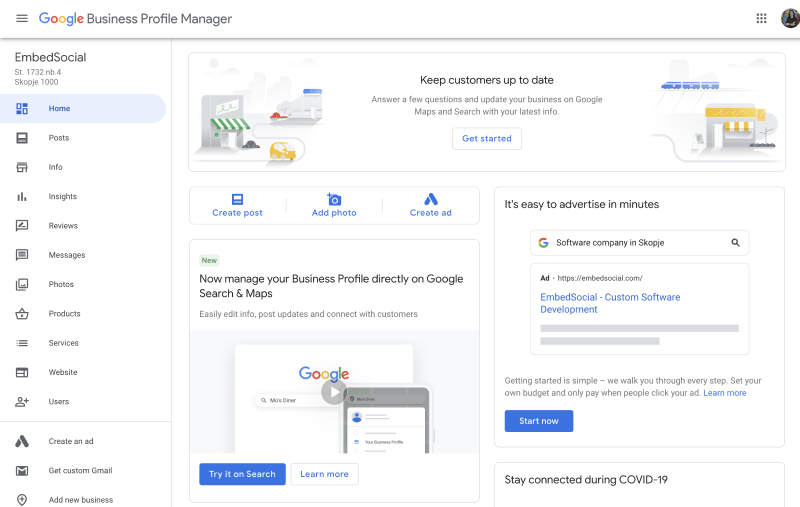 nuovo profilo aziendale di Google