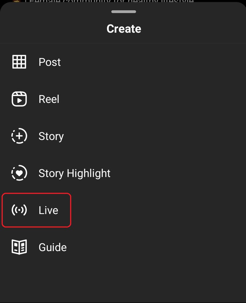 selectați Instagram live