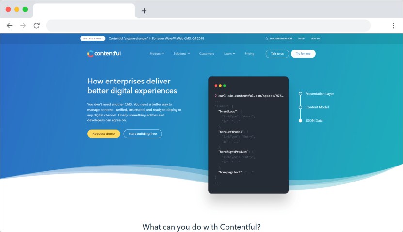 Ejemplo de plataforma de CMS sin cabeza SaaS: Contentful