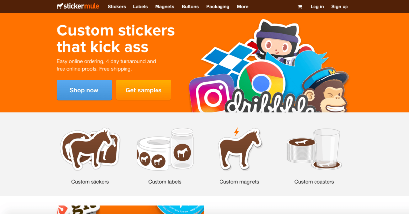 ตัวอย่างไซต์ B2B ecommere ที่ดีที่สุด: Sticker Mule