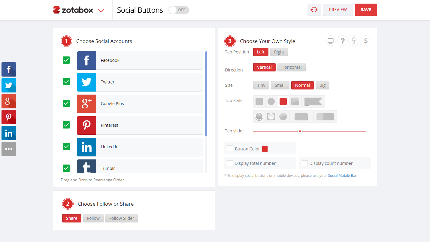 Visualizza i pulsanti o i plug-in dei social media