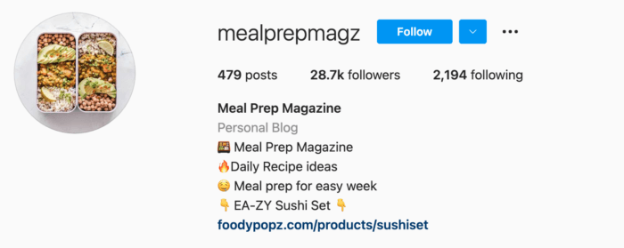 Meal Prep Magazine Instagram bio