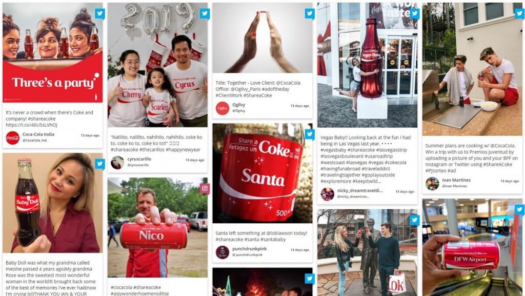 Muro de tuits de Shareacoke UGC1