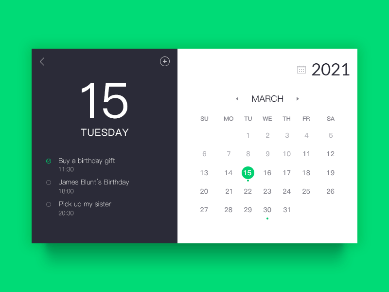 Widget de calendário