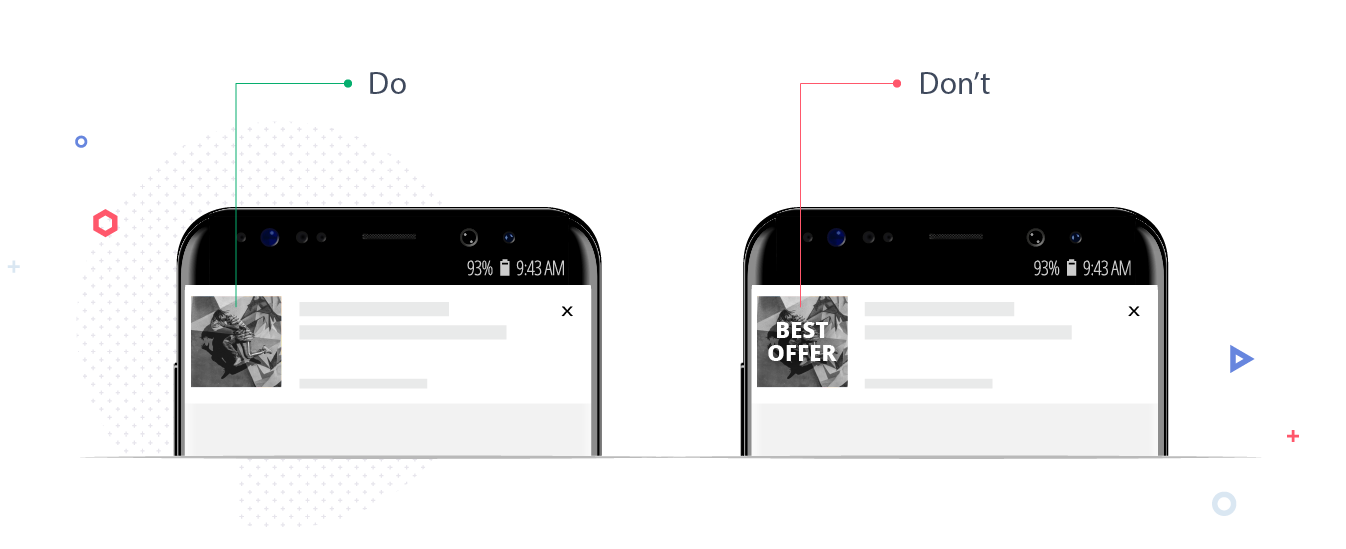 Diagramm, das zeigt, dass Bilder ohne Text in Push-Werbekampagnen besser konvertiert werden